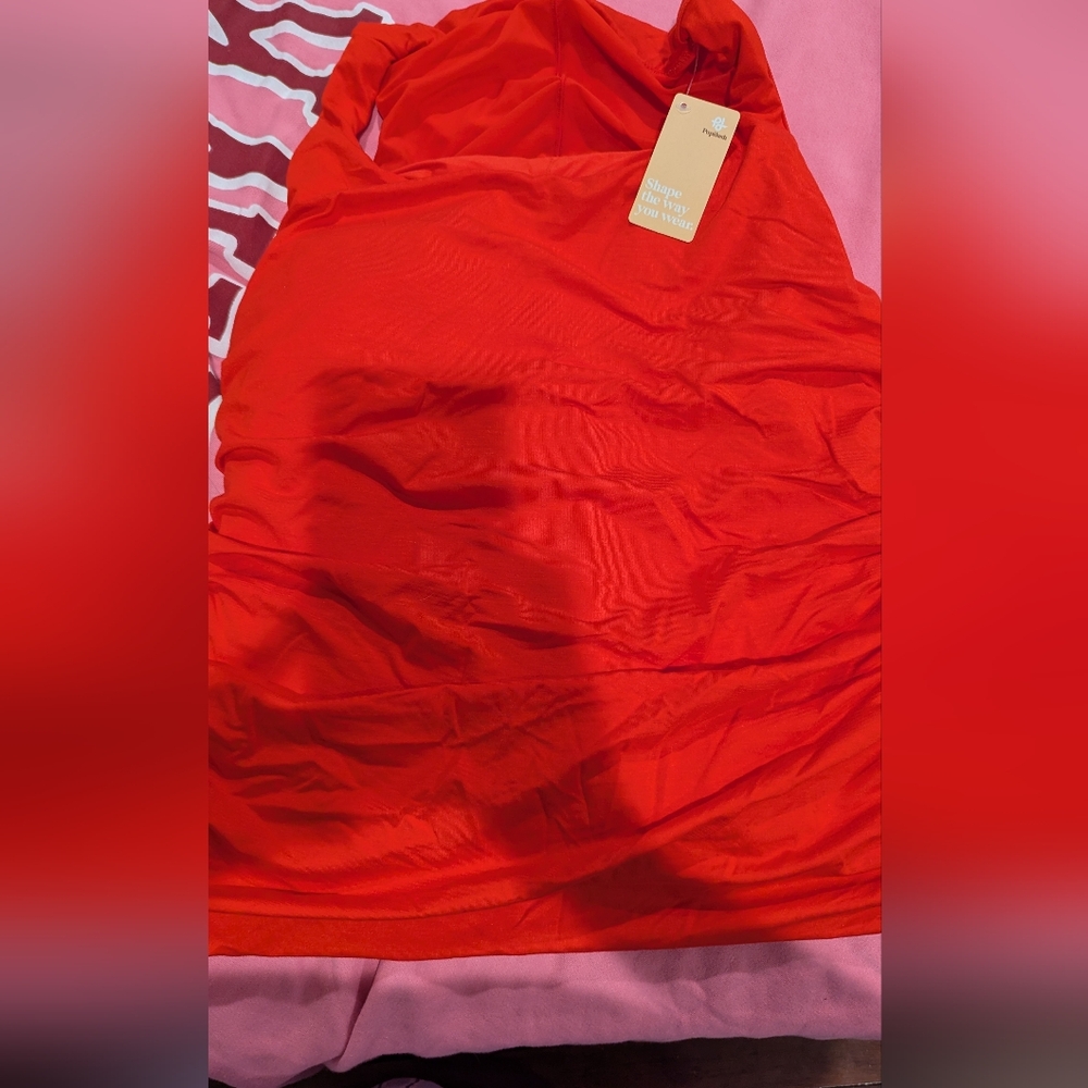 Vibrant Red Halter Ruched Midi Dress - Picture 2 of 2